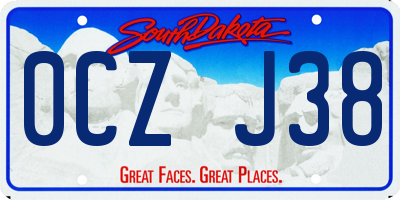 SD license plate 0CZJ38