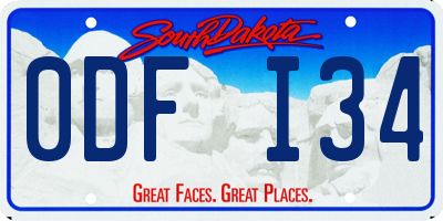 SD license plate 0DFI34