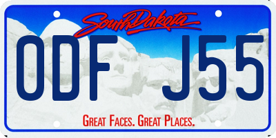 SD license plate 0DFJ55