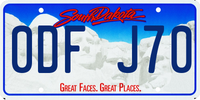 SD license plate 0DFJ70