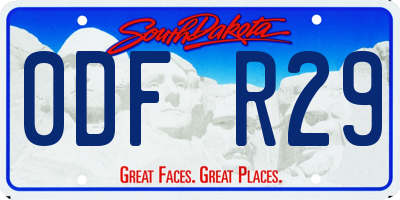 SD license plate 0DFR29
