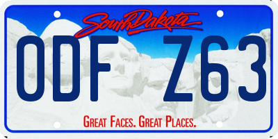 SD license plate 0DFZ63