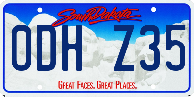SD license plate 0DHZ35