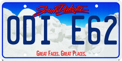 SD license plate 0DIE62