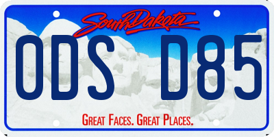 SD license plate 0DSD85