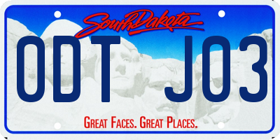 SD license plate 0DTJ03