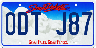 SD license plate 0DTJ87