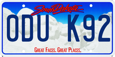 SD license plate 0DUK92