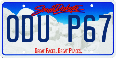 SD license plate 0DUP67
