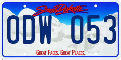 SD license plate 0DWO53