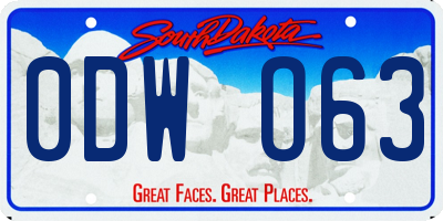 SD license plate 0DWO63