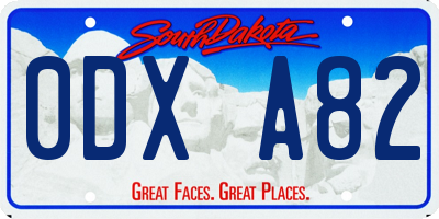 SD license plate 0DXA82