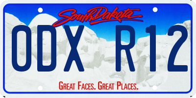 SD license plate 0DXR12