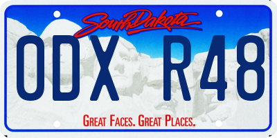 SD license plate 0DXR48