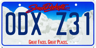 SD license plate 0DXZ31