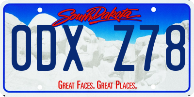 SD license plate 0DXZ78