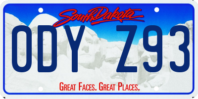 SD license plate 0DYZ93
