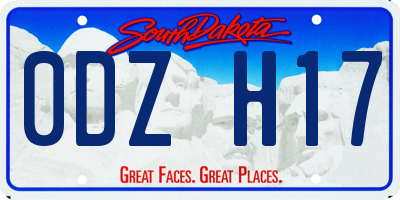 SD license plate 0DZH17