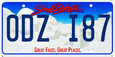 SD license plate 0DZI87
