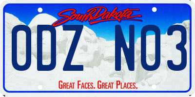 SD license plate 0DZN03
