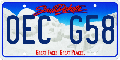 SD license plate 0ECG58