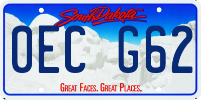 SD license plate 0ECG62