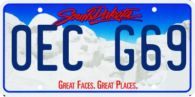 SD license plate 0ECG69