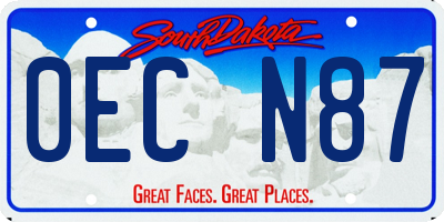 SD license plate 0ECN87