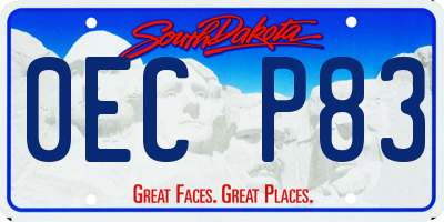 SD license plate 0ECP83