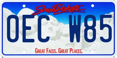 SD license plate 0ECW85