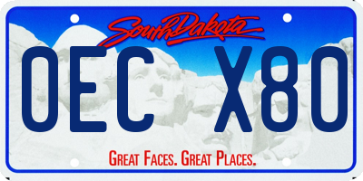 SD license plate 0ECX80