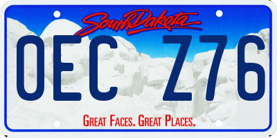 SD license plate 0ECZ76