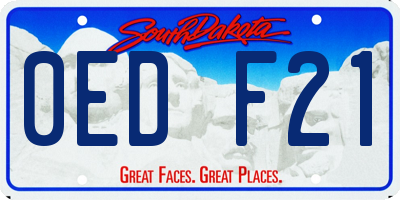 SD license plate 0EDF21