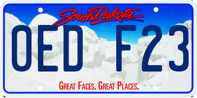 SD license plate 0EDF23