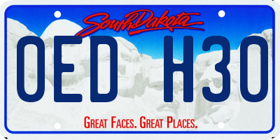 SD license plate 0EDH30