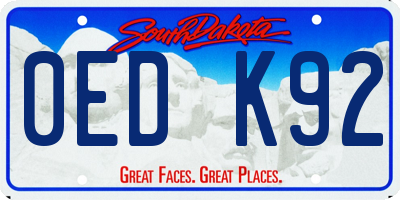 SD license plate 0EDK92