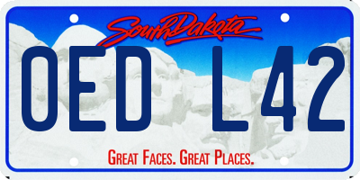 SD license plate 0EDL42