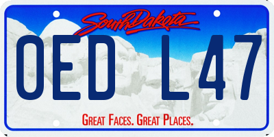 SD license plate 0EDL47