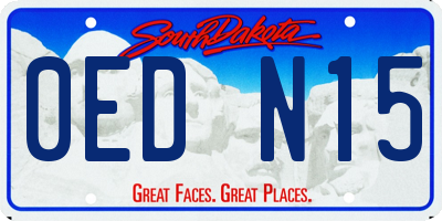 SD license plate 0EDN15