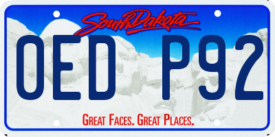 SD license plate 0EDP92