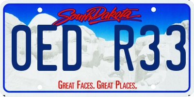 SD license plate 0EDR33