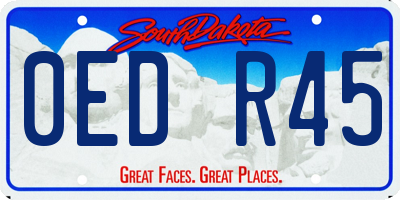 SD license plate 0EDR45