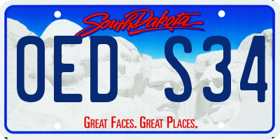 SD license plate 0EDS34