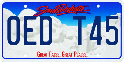 SD license plate 0EDT45