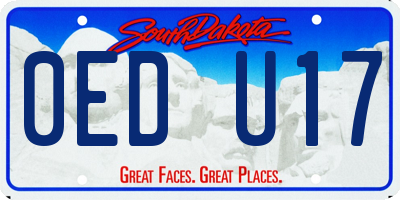 SD license plate 0EDU17