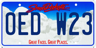 SD license plate 0EDW23