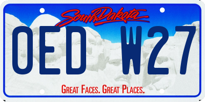 SD license plate 0EDW27
