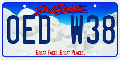SD license plate 0EDW38