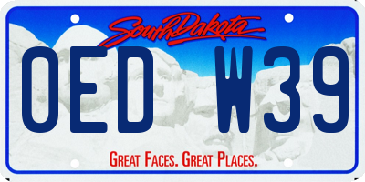 SD license plate 0EDW39