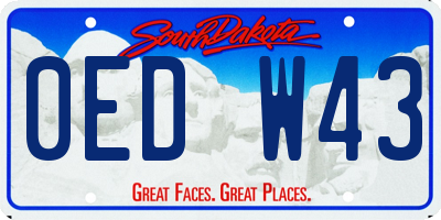 SD license plate 0EDW43